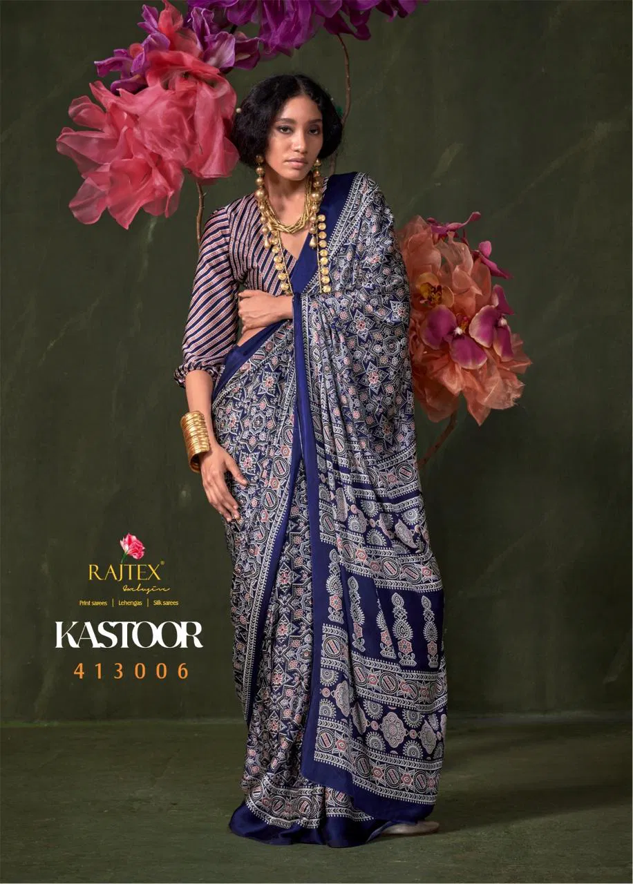 Kastoor By Rajtex Ajrakh Printed Designer Saree Exporters In India
